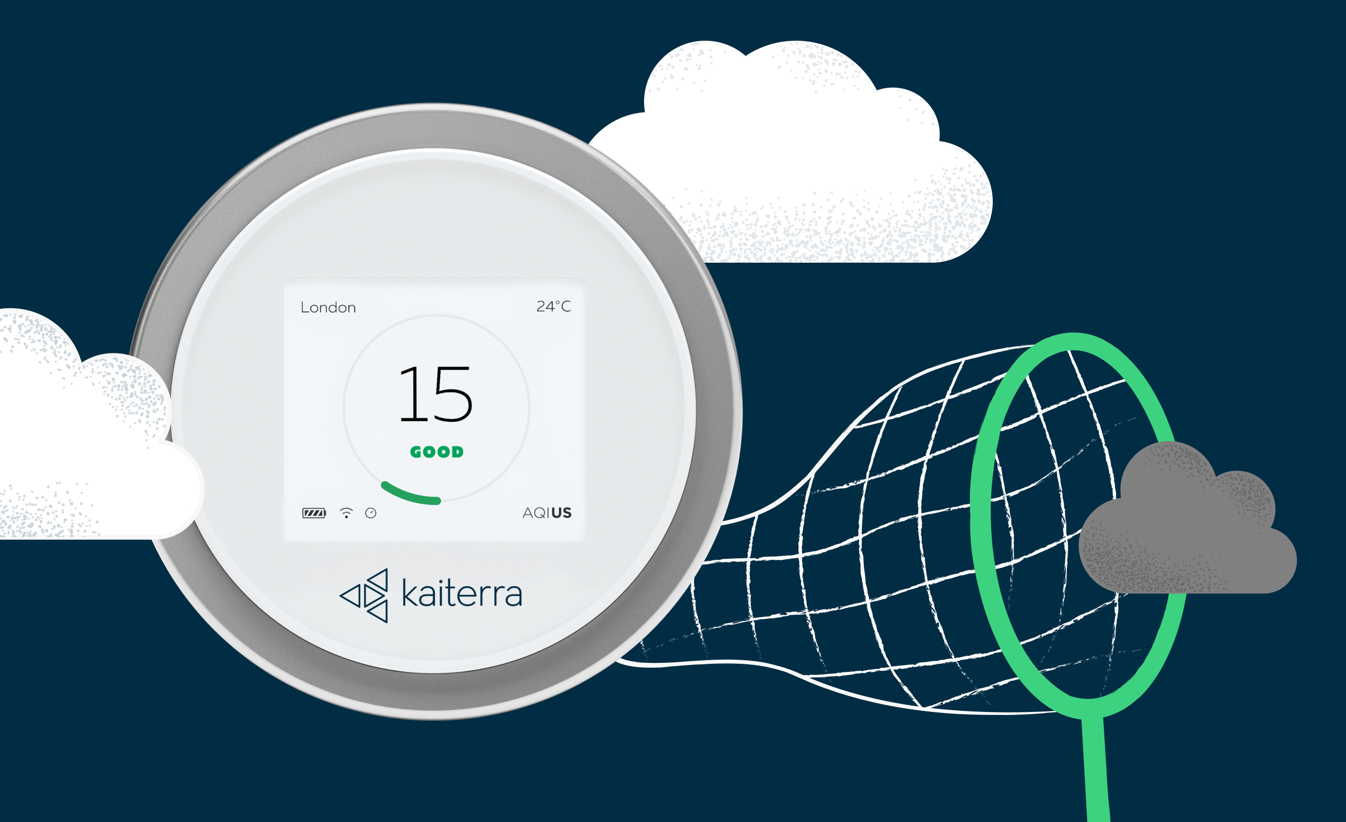 Portfolio cover – air quality monitoring device and illustration
