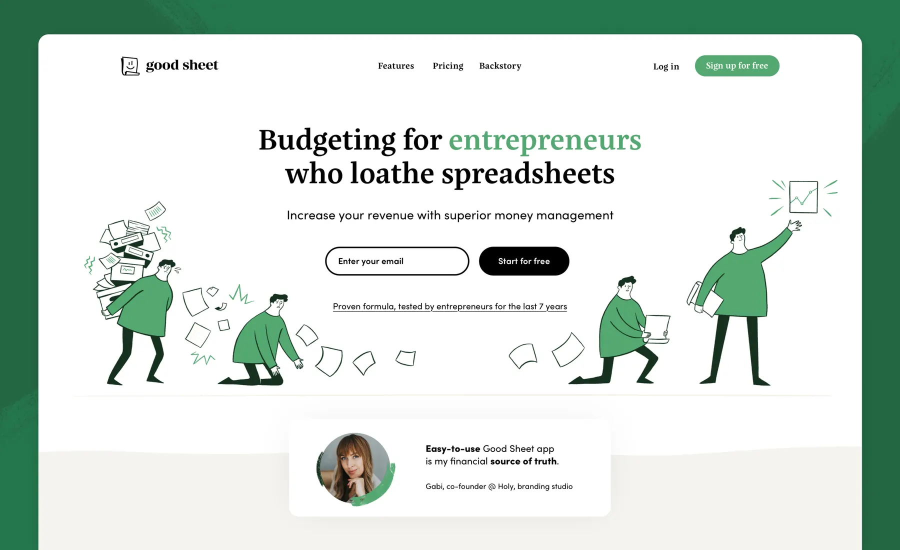 Good Sheet landing page