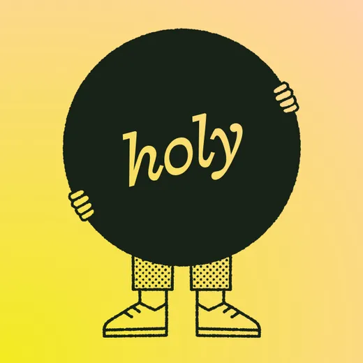 An illustration of a character holding the Holy identity