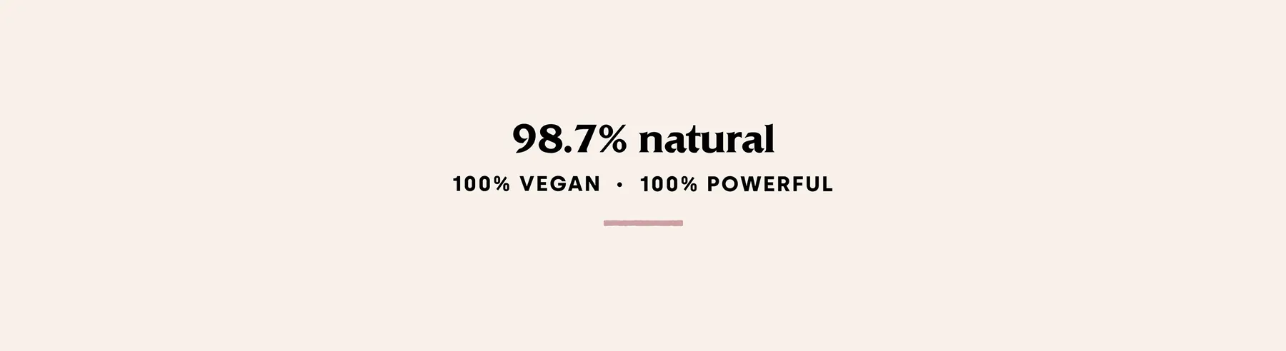 Moduł procentowy na opakowaniach Resibo: 98,7% natural, 100% vegan, 100% powerful