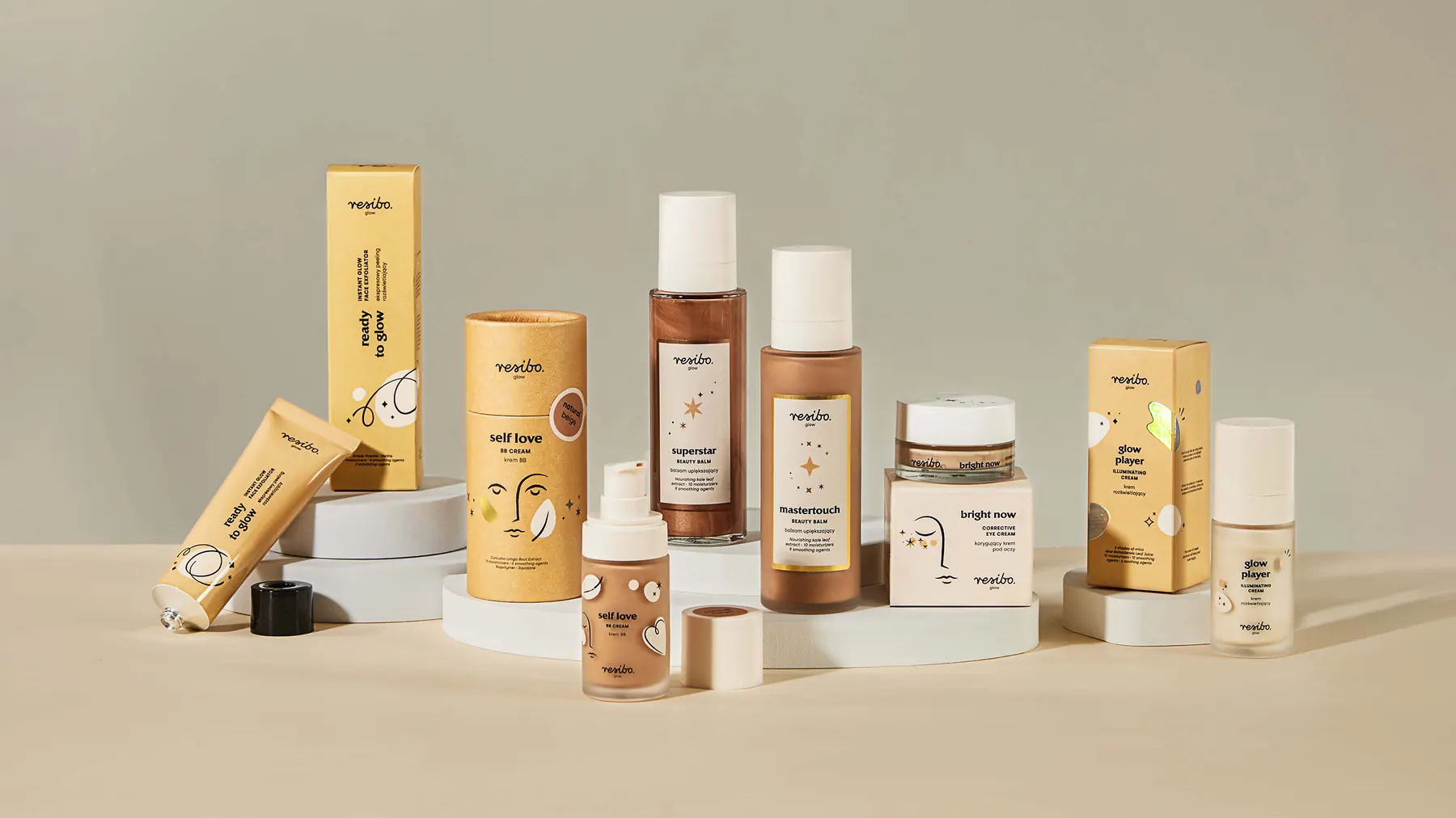 Resibo product range on a sage background