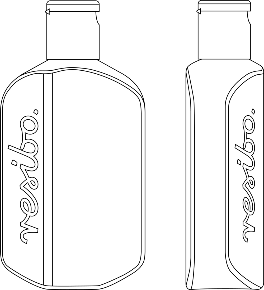 Drawing of the Resibo Hair Care bottle shape